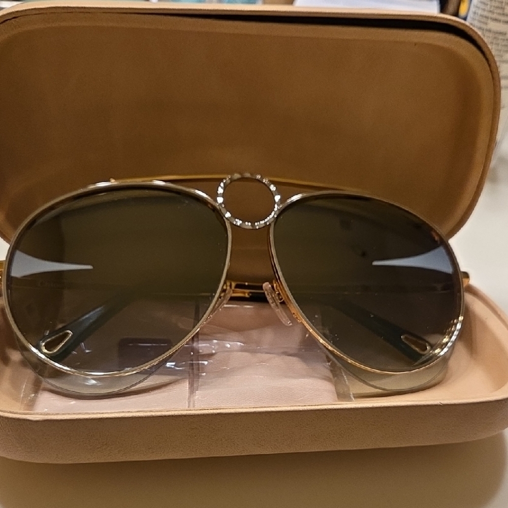 Chloe Gold and Green Sunglasses